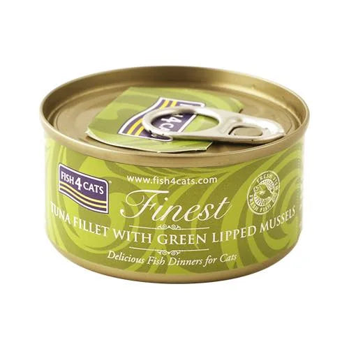 【FISH4CATS】フィッシュフォーキャット 缶詰「ツナ&緑イ貝」TUNA FILLET WITH GREEN LIPPED MUSSELS 70g