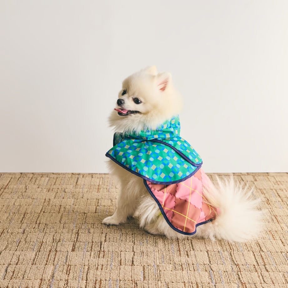 COQ Dog wear(コキュウドッグウェア)PLAID ARGYLE ドッグポンチョ 犬用 レインウェア