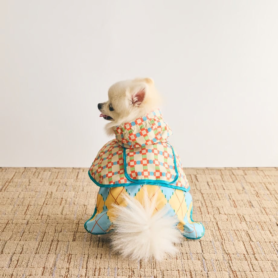 COQ Dog wear(コキュウドッグウェア)PLAID ARGYLE ドッグポンチョ 犬用 レインウェア