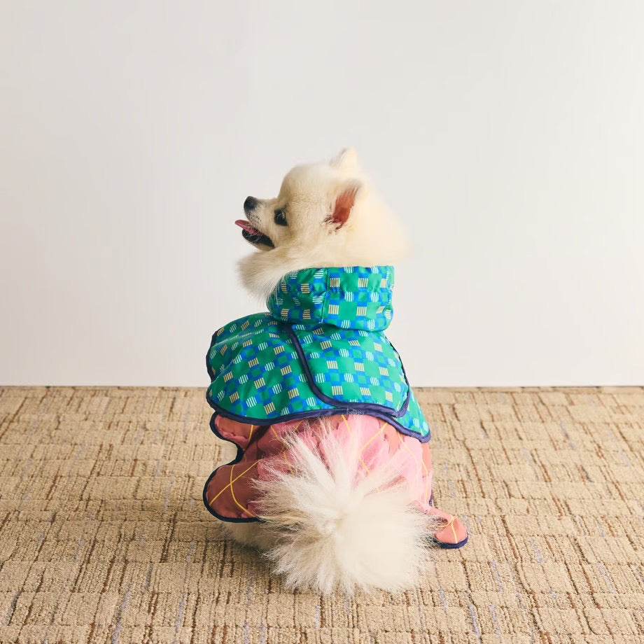 COQ Dog wear(コキュウドッグウェア)PLAID ARGYLE ドッグポンチョ 犬用 レインウェア
