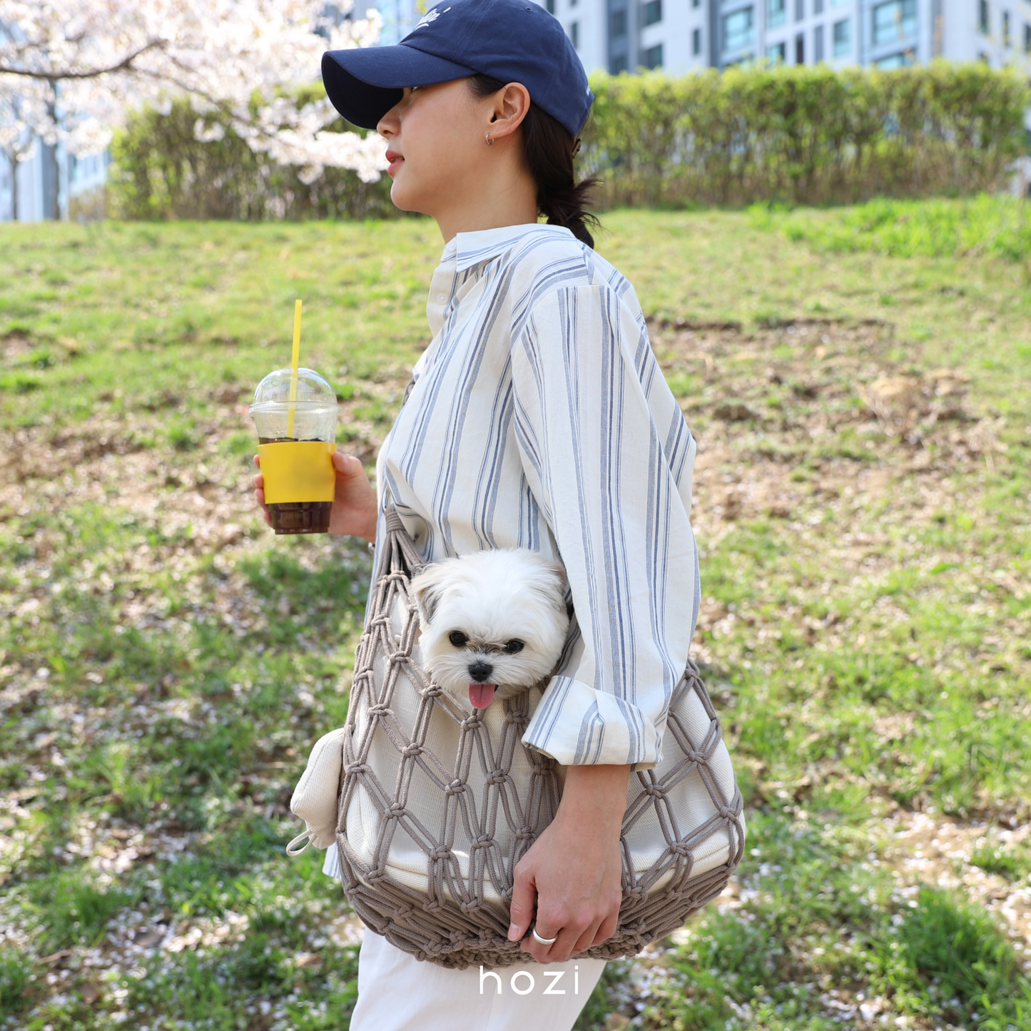 hozi(ホジ)マクラメ スリングバッグ ペットキャリー 小型犬用