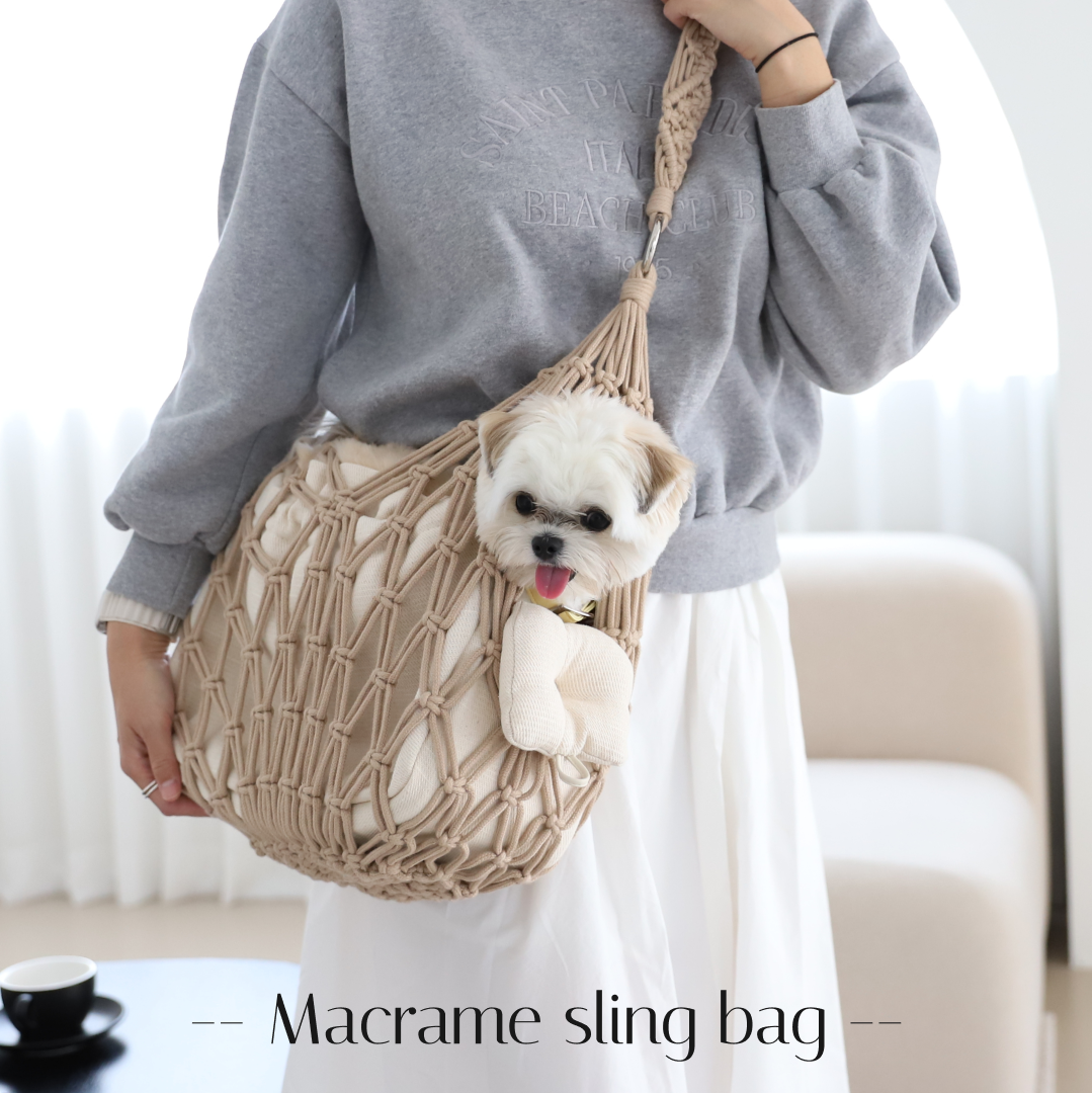 hozi(ホジ)マクラメ スリングバッグ ペットキャリー 小型犬用