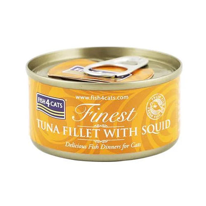 【FISH4CATS】フィッシュフォーキャット 缶詰「ツナ＆イカ」TUNA FILLET WITH SQID 70g