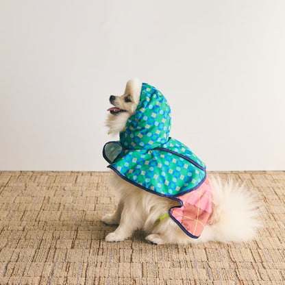 COQ Dog wear（コキュウドッグウェア）PLAID ARGYLE ドッグポンチョ 犬用 レインウェア