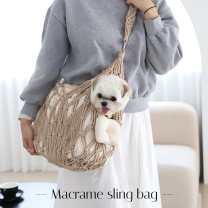 hozi（ホジ）マクラメ スリングバッグ ペットキャリー 小型犬用